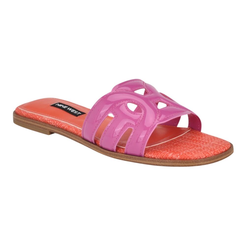 Nine West Women's Geena Cutout Flat Slip On Sandals Pink Size 5 1/2